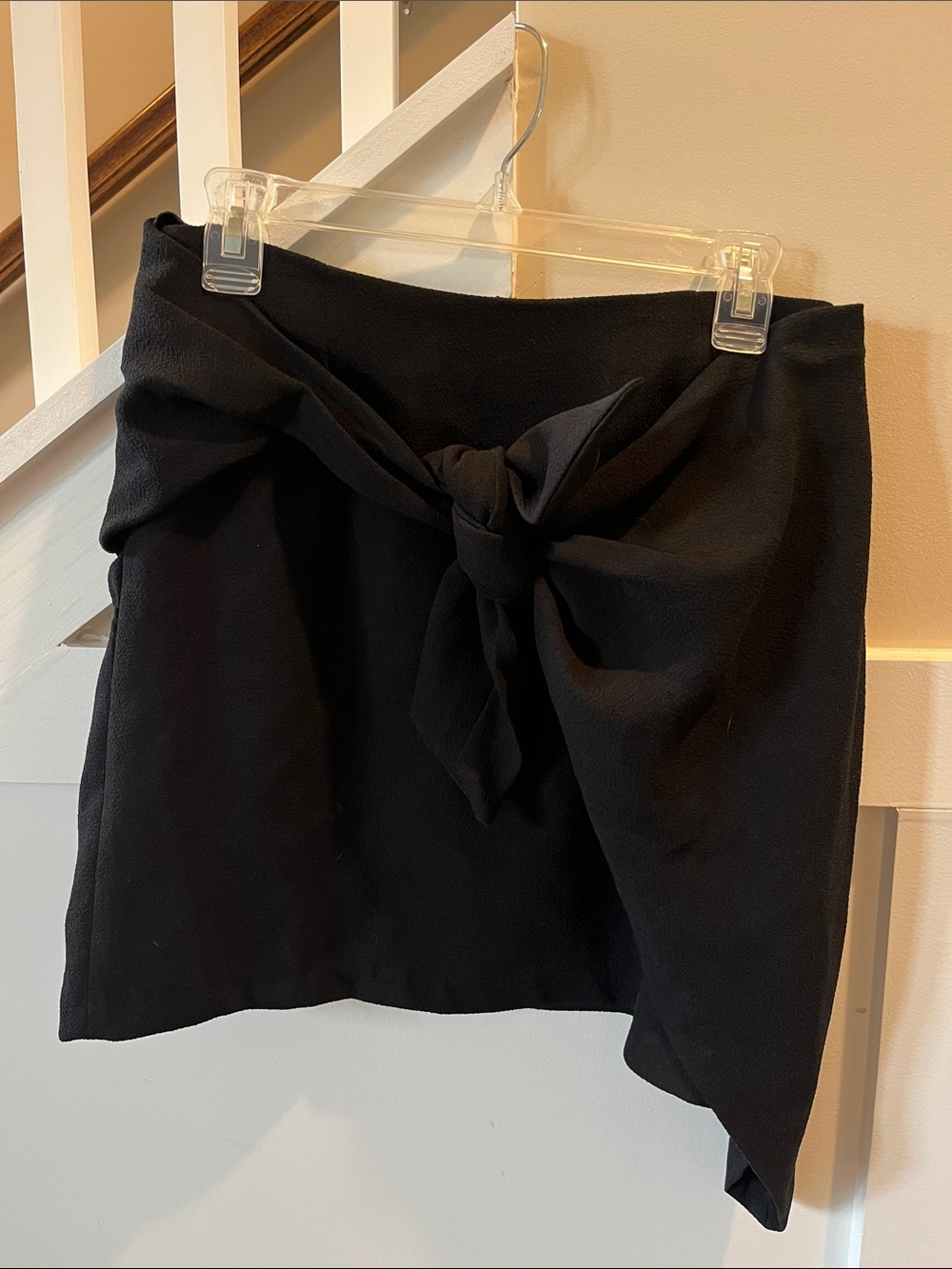 Who What Wear Black Mini Skirt with Front Tie